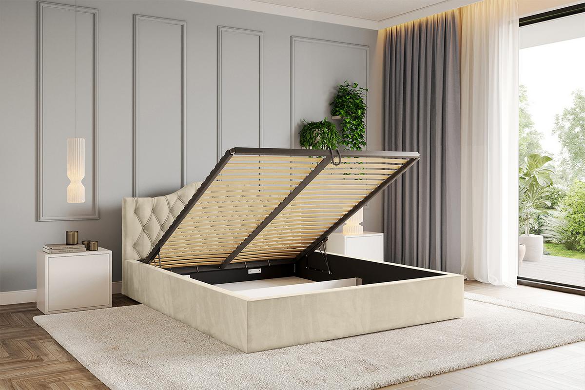 POLSTERBETT mit Bettkasten und Lattenrost, Bett mit Matratze H3/H4 - FALIO-V1 120x200 Beige - Ecru, Holzwerkstoff/Textil (120/200cm) - ALTDECOR