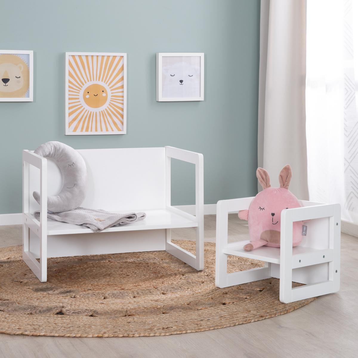 KINDERSITZGRUPPE 3in1 - Weiß, Holzwerkstoff (61/30/44cm) - Roba