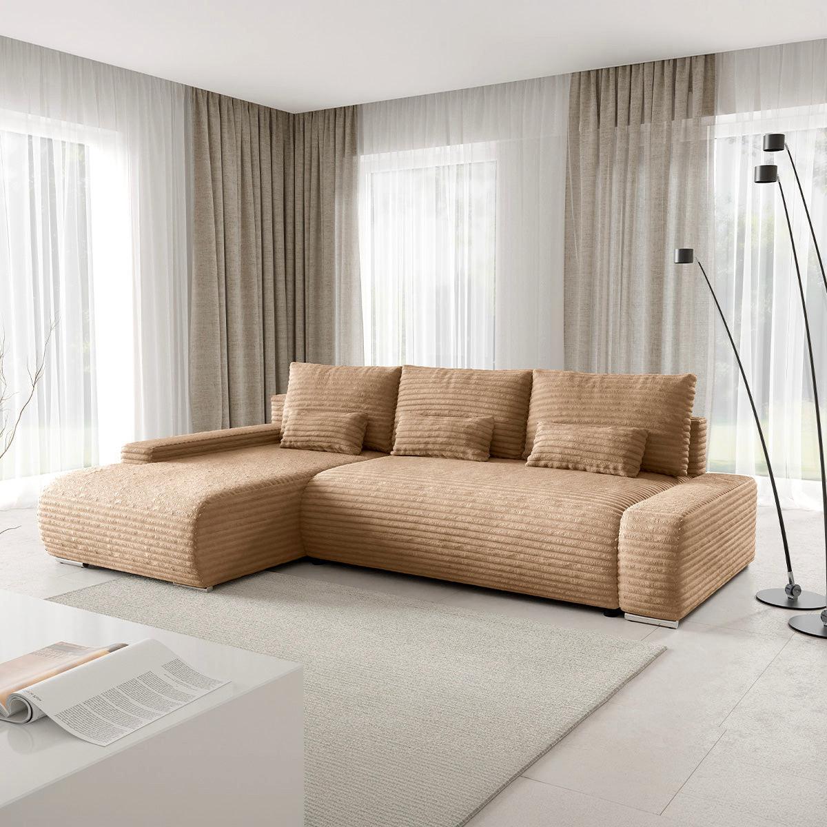 ECKSOFA Ivana 3 Sitzplätze Beige - Beige, Holz (265/172cm) - Petits-meubles