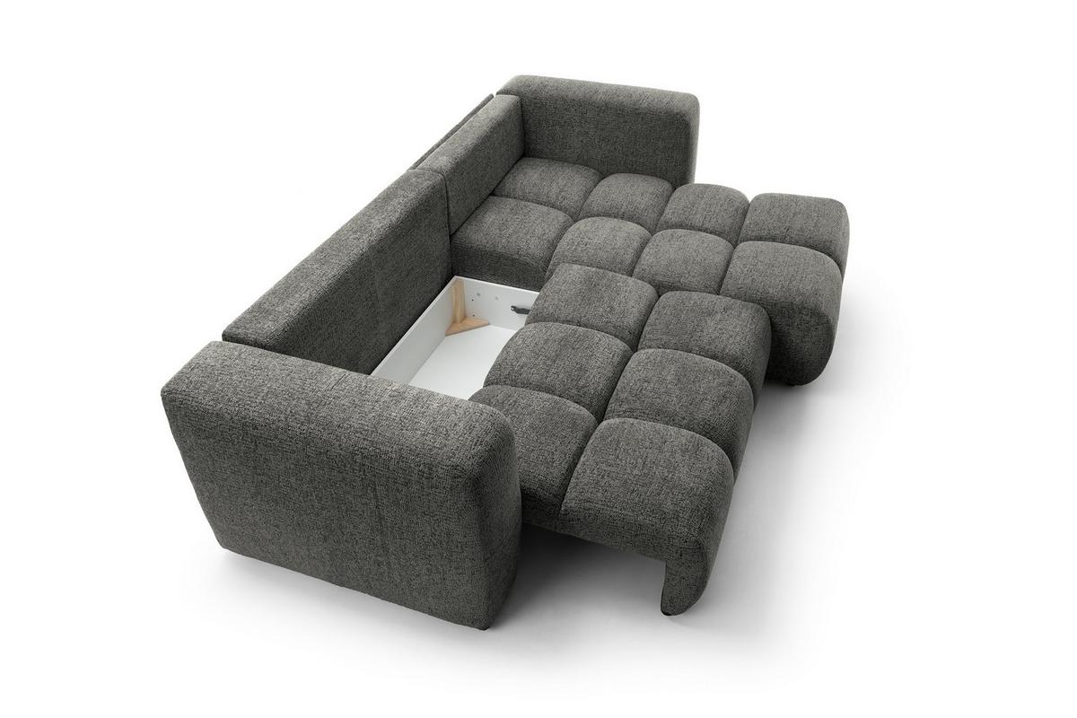 ECKSOFA ARTE 02 Grau Chenille mit Schlaffunktion - Grau, Holz (273/176cm) - MASSENO
