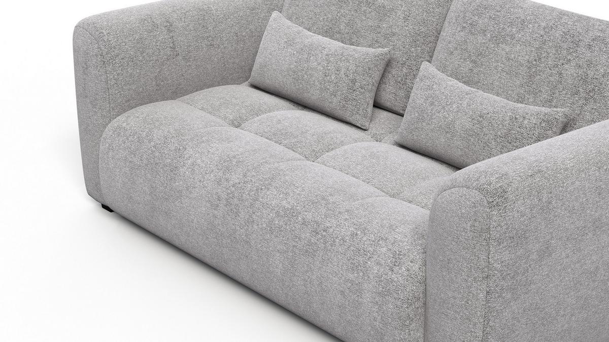 SOFA SORENO 3-Sitzer, platingrau - Schwarz/Grau, Holz/Textil (214/94/114cm) - Wozimo