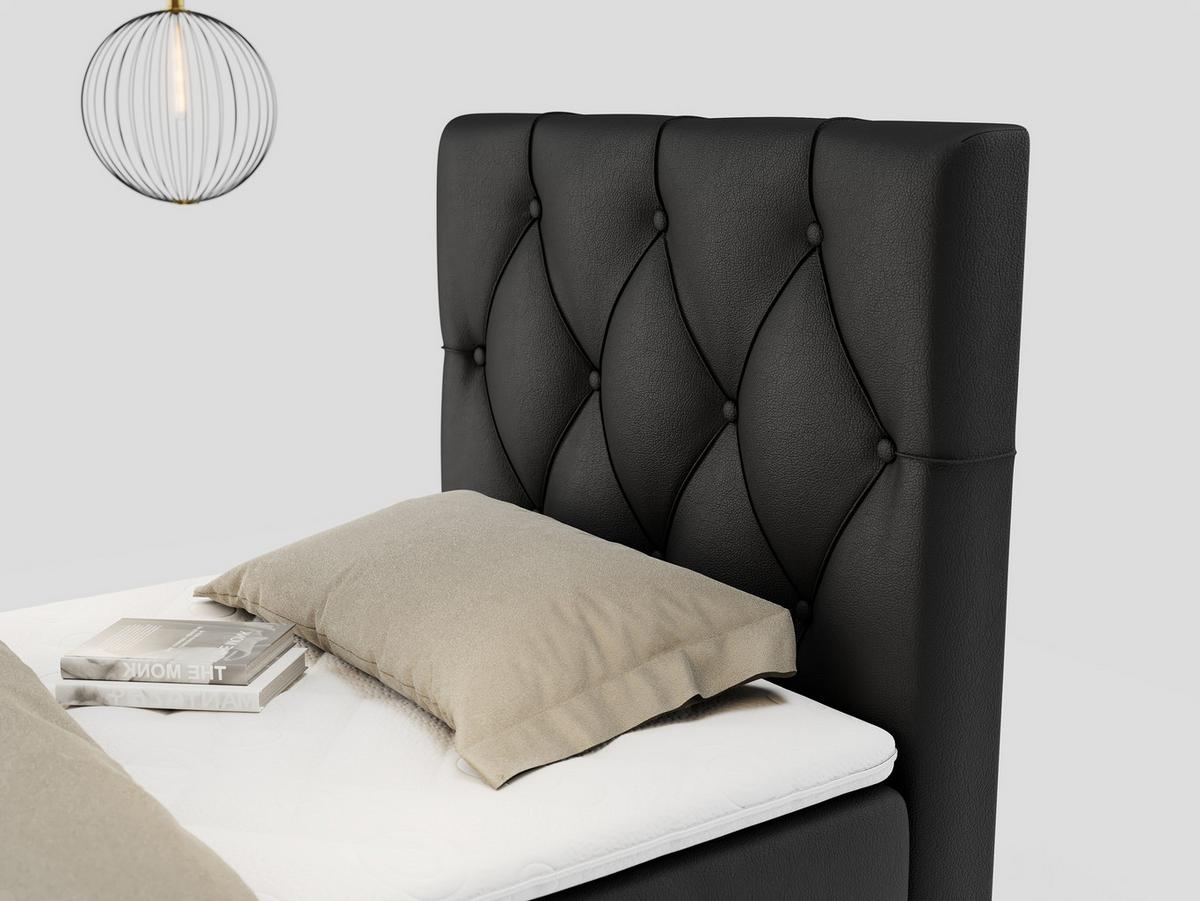 BOXBETT ALDA 90/200 Schwarz Kunstleder - H3 - Rechts Seite - Schwarz, Holz/Textil (90/200cm) - MKS