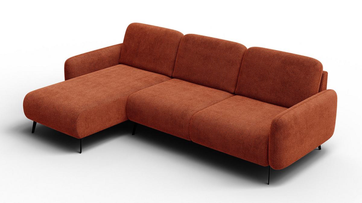 ECKSOFA FEBE 4-Sitzer links, dunkelorange - Dunkelorange/Schwarz, Holz/Textil (264/157cm) - Wozimo