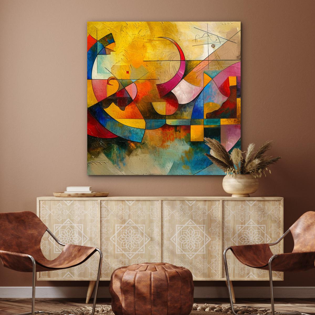 METALLBILD Kunst - Abstrakt - Modern 90x90 cm - Gelb, Metall (90/90cm) - MuchoWow