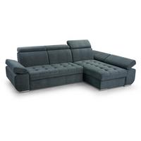 ECKSCHLAFSOFA Bianca dunkelblau rechts - Chromfarben/Dunkelblau, Textil (264/165cm) - Beautysofa
