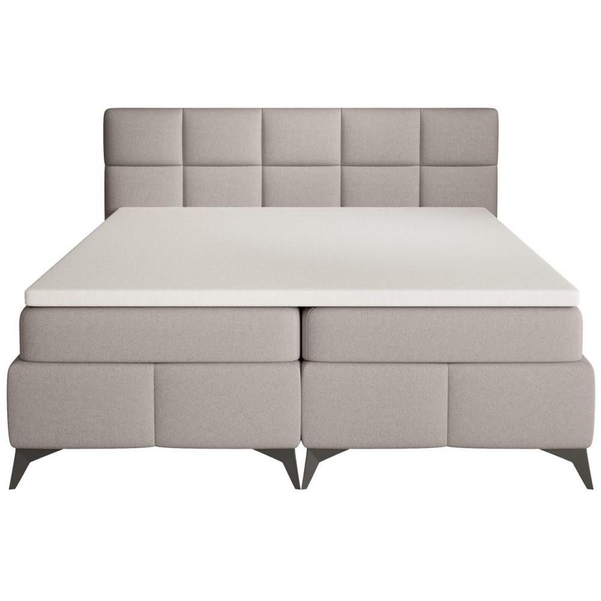 BOXBETT Solido mit Bettkasten 180x200 cm hellbraun - Hellbraun/Schwarz, Textil/Metall (180/200cm) - Beautysofa