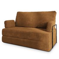 BETTSOFA LADIA aus Schaumstoff Kordstoff Orange Schlaffunktion - Orange, Textil (140/86/60cm) - MASSENO