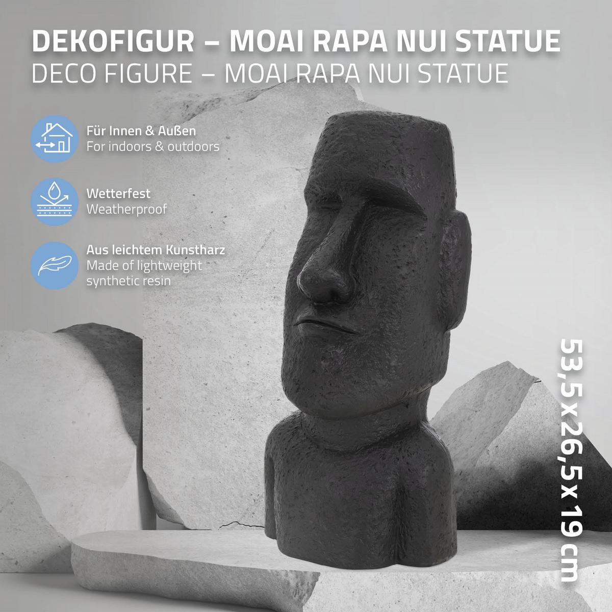 MOAI RAPA NUI STATUE 53,5 cm hoch Anthrazit aus Polyresin - Anthrazit, Kunststoff (26.5/53.5/19cm) - ECD-Germany