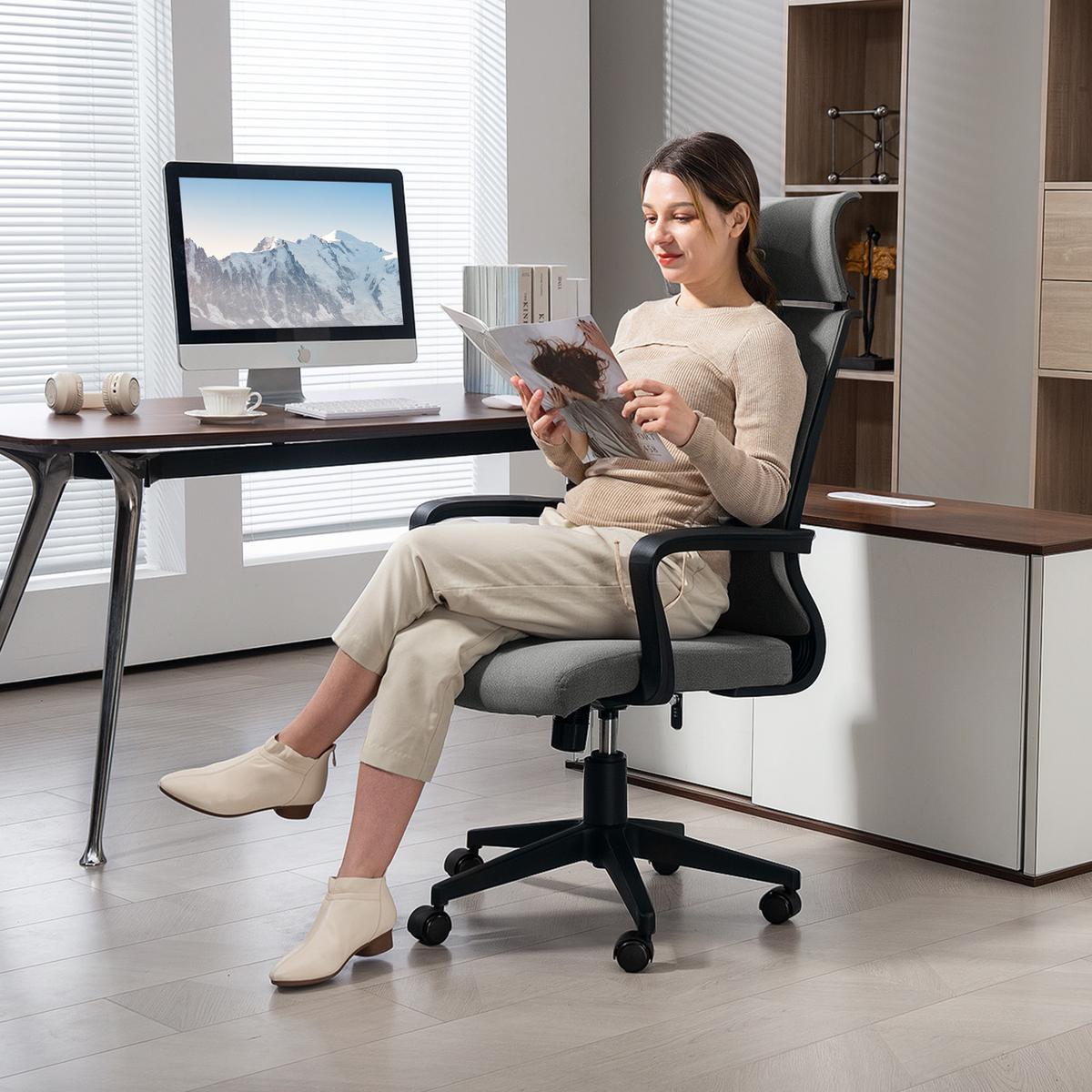 BÜROSTUHL Polyester Schaumstoff Dunkelgrau - Dunkelgrau, Kunststoff (60.5/117/69cm) - HOMCOM