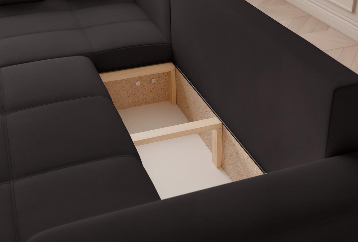 ECKSOFA PEDRO mit Schlaffunktion und Bettkasten Anthrazit - Schwarz, Holzwerkstoff/Textil (278/145cm) - Idohome