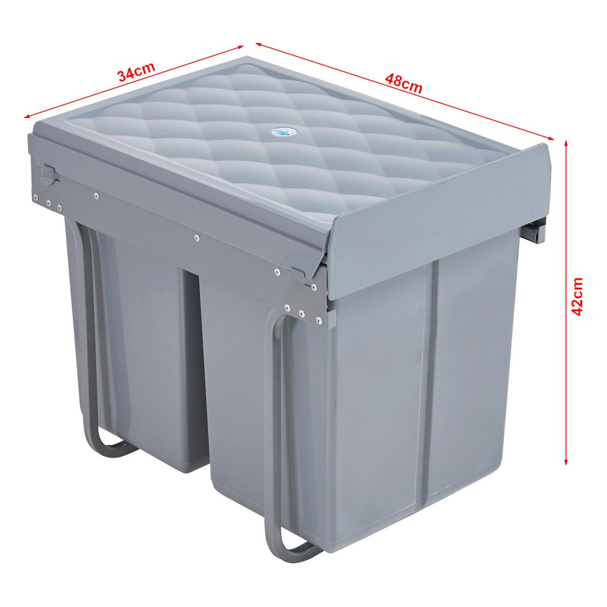 EINBAU-MÜLLEIMER Froland - Grau, Kunststoff/Metall (48/42/34cm) - [en.casa]