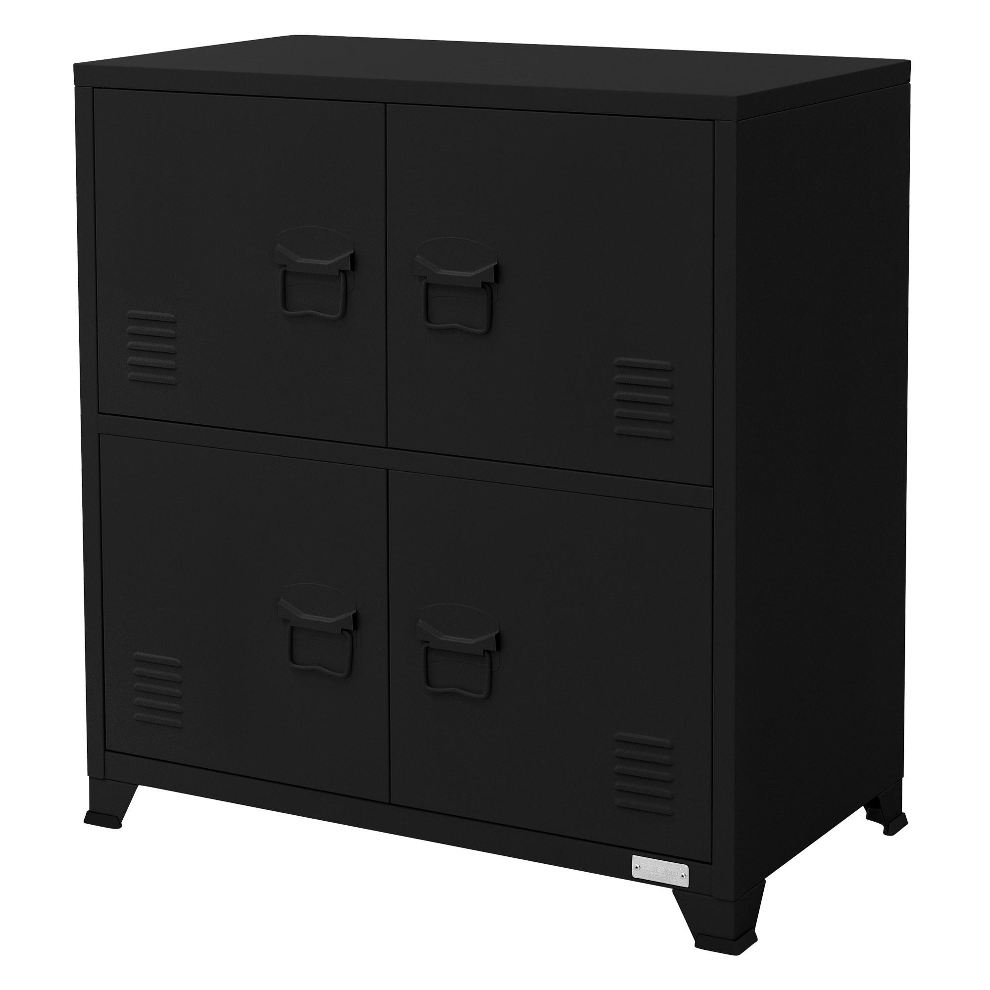 AKTENSCHRANK 75x40x80,5 cm Schwarz aus Stahl - Schwarz, Metall (40/80.5/75cm) - ML-DESIGN