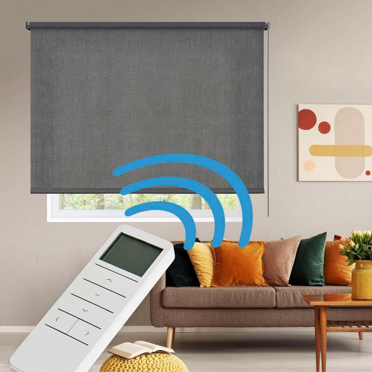 ROLLO motorisiert Grau, 100 x 250 cm - Grau, Kunststoff (100/250cm) - STORESDECO