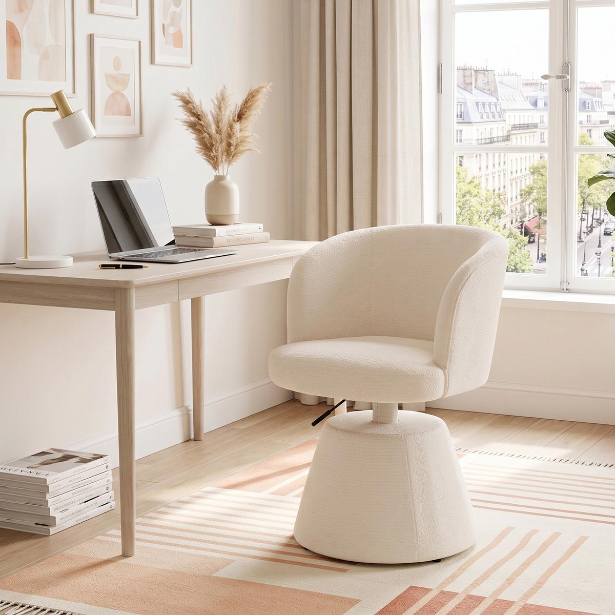 DREHSTUHL Höhenverstellbar 360° Barhocker Chenille - Beige, Textil (57.5/92.5/60cm) - Urban Meuble