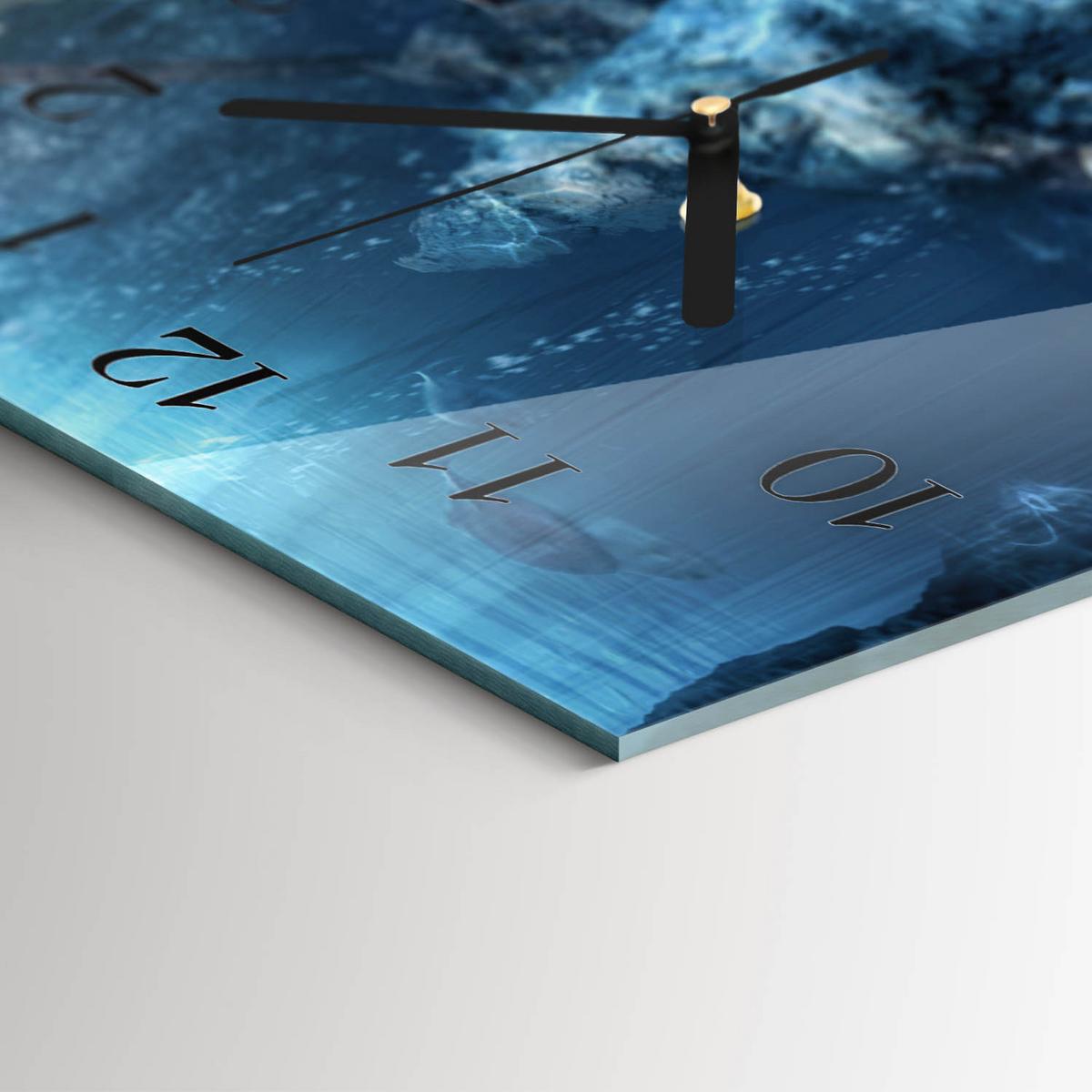 WANDUHR aus Glas 60x30 cm - Unterwasserschätze - Blau, Glas (60/30/0.4cm) - TULUP