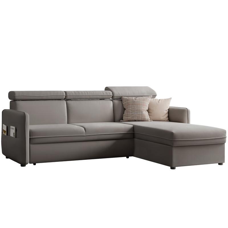 ECKSOFA BENI mit Schlaffunktion und Bettkasten, Stoff Beige - Beige, Kunststoff/Textil (220/160cm) - Idohome