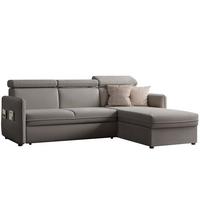 ECKSOFA BENI mit Schlaffunktion und Bettkasten, Stoff Beige - Beige, Kunststoff/Textil (220/160cm) - Idohome