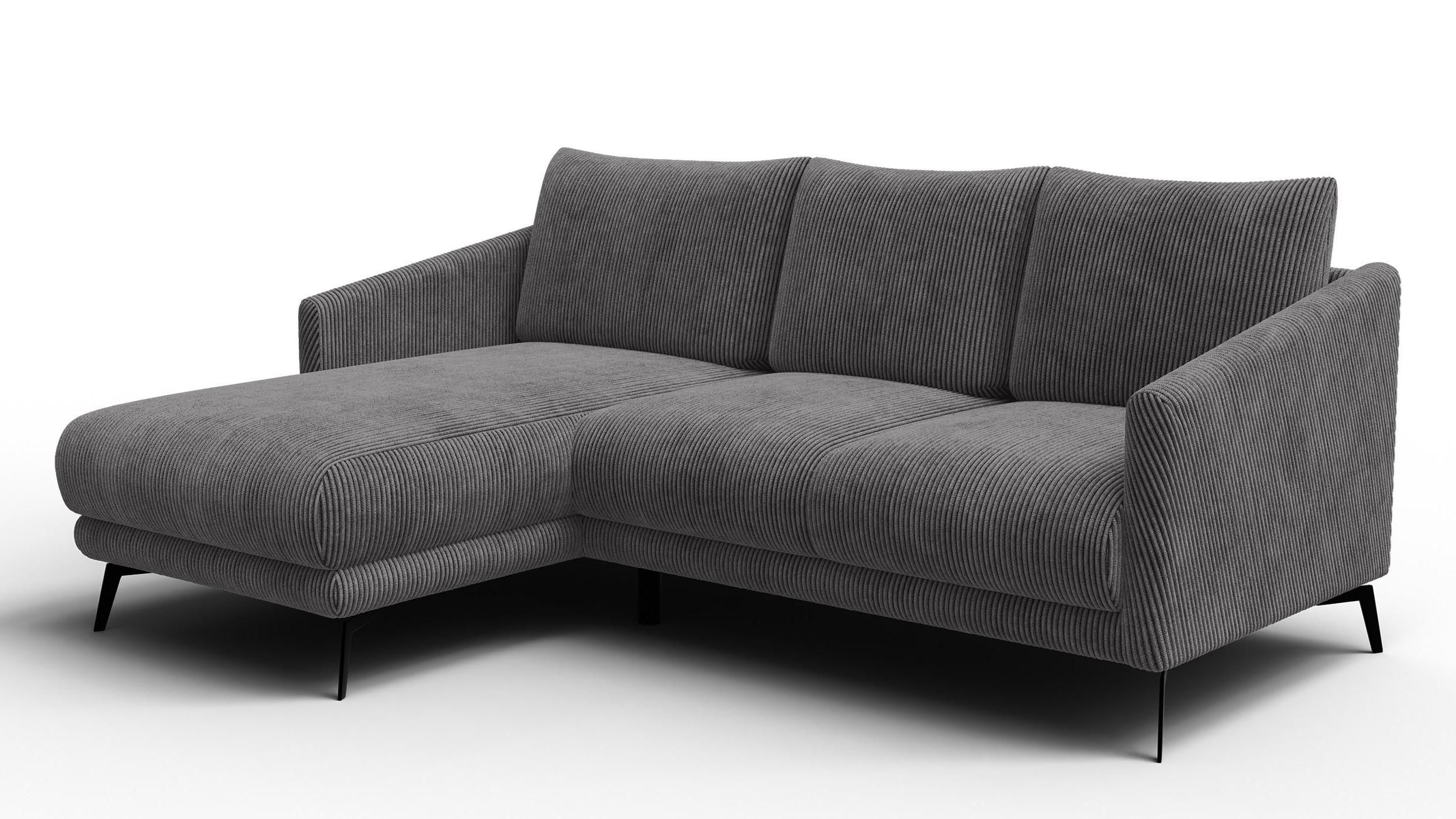 ECKSOFA VILT 3-Sitzer, dunkelgrau - Dunkelgrau/Schwarz, Holzwerkstoff/Textil (221/156cm) - Wozimo