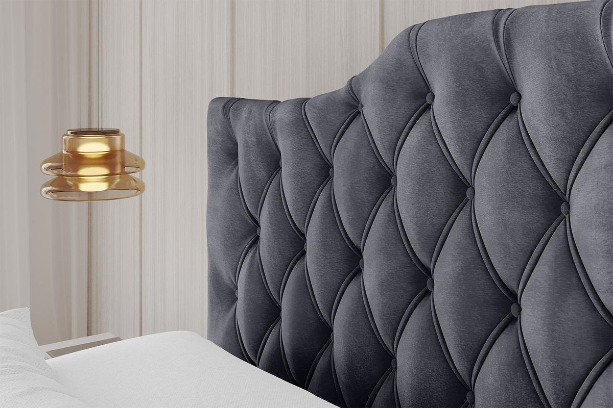 POLSTERBETT mit Bettkasten, Fußteil und Lattenrost, Boxbett mit Matratze H3/H4 - FALIO-Z 120x200 Dunkelgrau - Dunkelgrau, Holzwerkstoff/Textil (120/200cm) - ALTDECOR