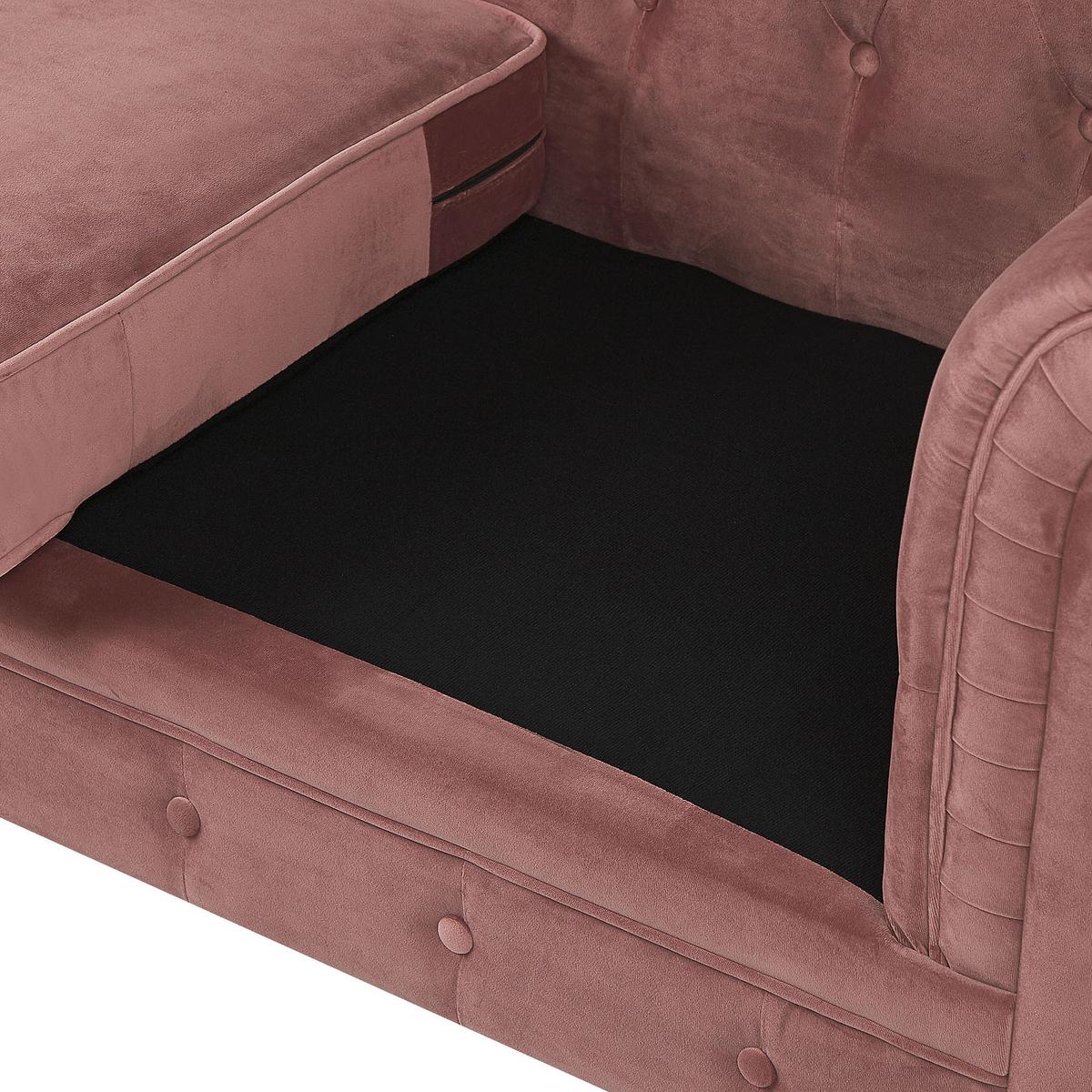 3-SITZER-SOFA Samtstoff Rosa Chesterfield - Pink, Textil (202/70/75cm) - Beliani