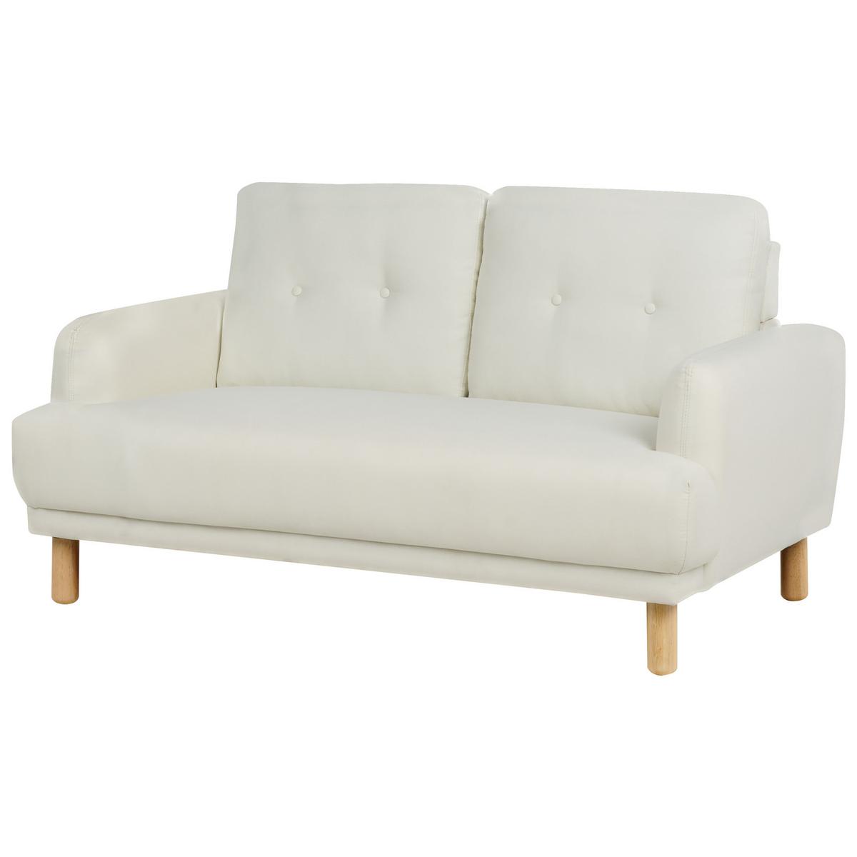2-SITZER-SOFA Stoff cremeweiß Tuve - Hellbraun/Weiß, Textil (149/85/90cm) - Beliani