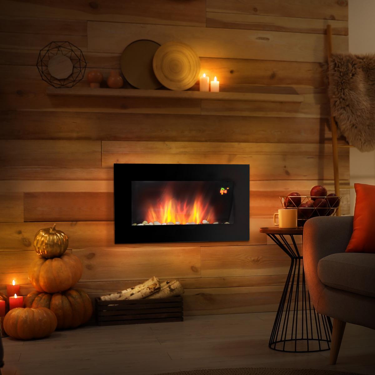 ELEKTROKAMIN 1000/2000W - Schwarz, Metall (11.5/40/72.5cm) - HOMCOM