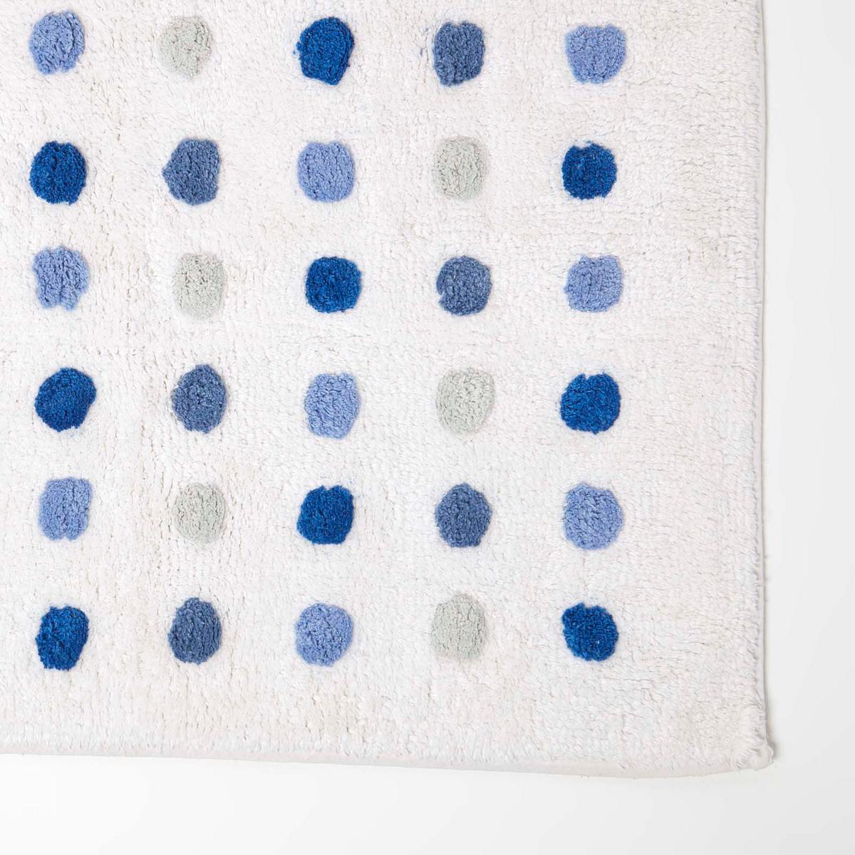 BADEMATTE Punkte 50/80 cm, Baumwolle - Blau, Textil (50/80cm) - Homescapes