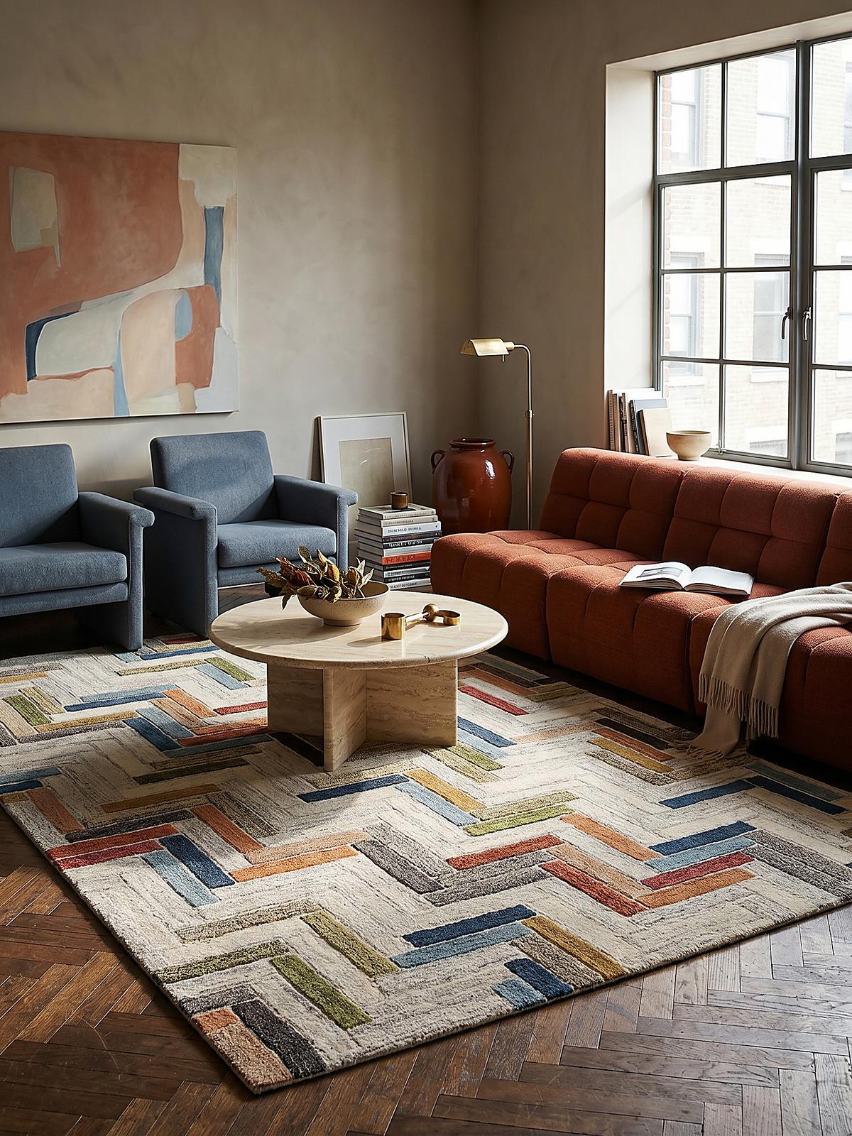 WOLLTEPPICH ESK, geometrisch, Florhöhe 10 mm, Bunt, 160 x 230 cm - Multicolor, Textil (230/160cm) - KADIMA DESIGN
