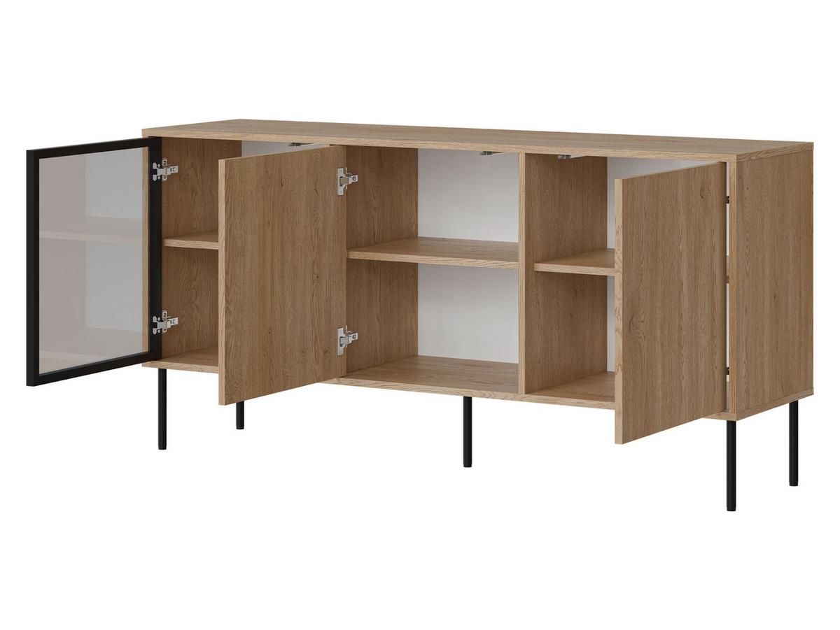 SIDEBOARD Domi 150 3D - Kaschmir/Schwarz, Holzwerkstoff/Metall (151/75/40cm) - MIRJAN24