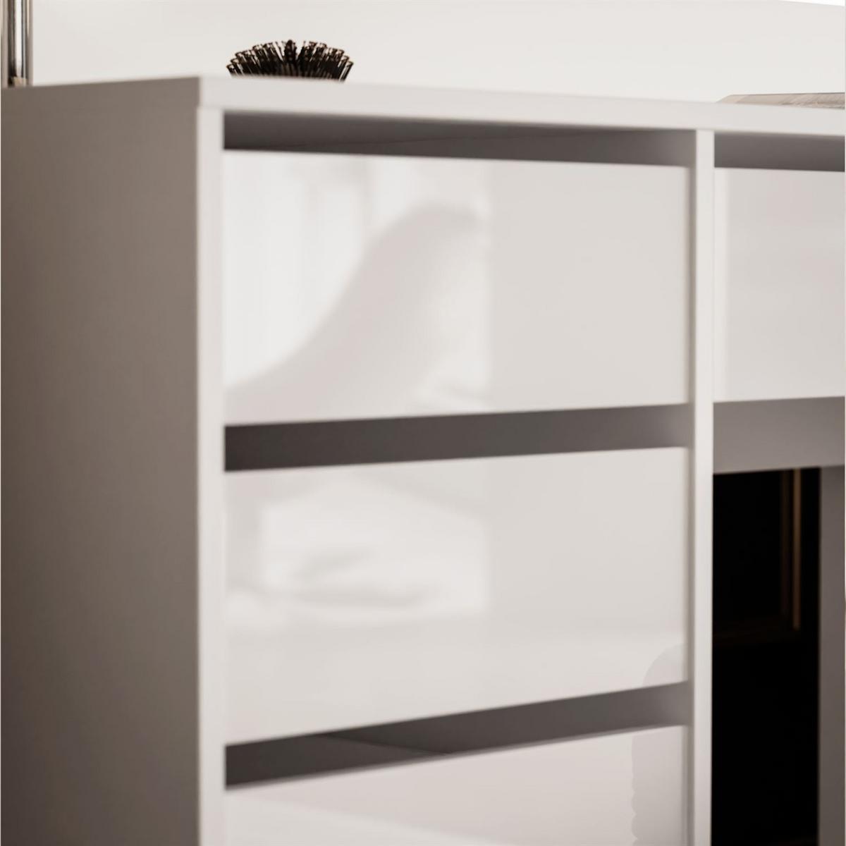 SCHMINKTISCH MADA DOUBLE mit LED-Beleuchtung - Weiß, Holzwerkstoff (152/75/55cm) - Lookway