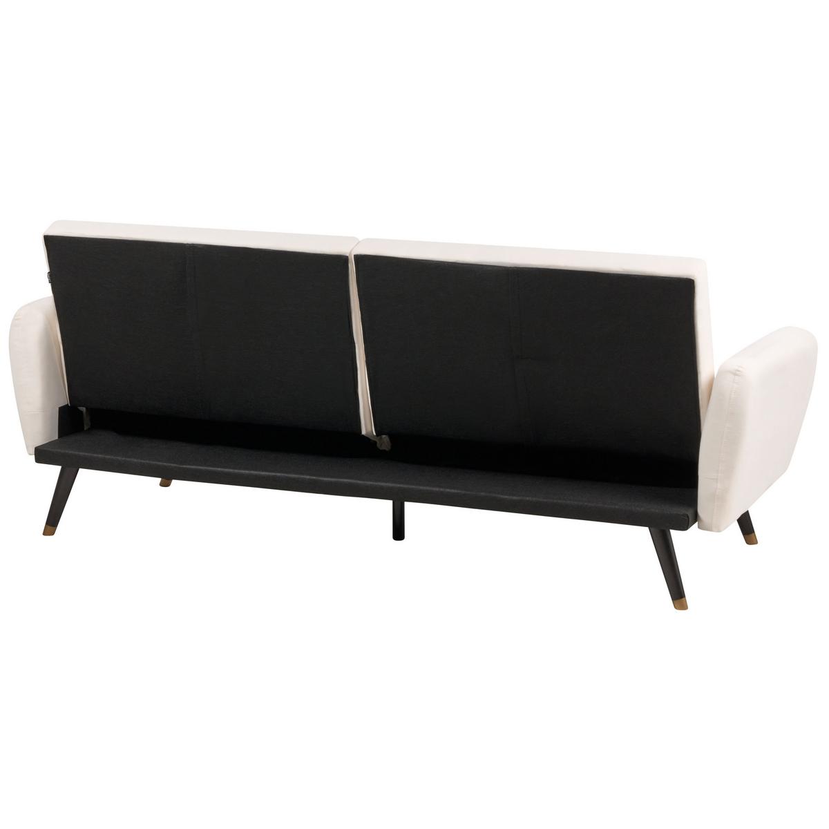 3-SITZER-SCHLAFSOFA Samtstoff hellbeige Vimmerby - Creme, Textil (212/90/80cm) - Beliani