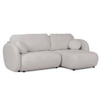 ECKSOFA Candy mit Schlaffunktion Hellgrau Bouclé-Stoff - Ottomane rechts - Hellgrau/Schwarz, Holz/Kunststoff (146/230cm) - S-Style
