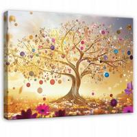 LEINWAND BILDER Abstrakt Baum Bunt Modern Wohnzimmer 120x80 - Beige, Holzwerkstoff (120/80cm) - Wallarena
