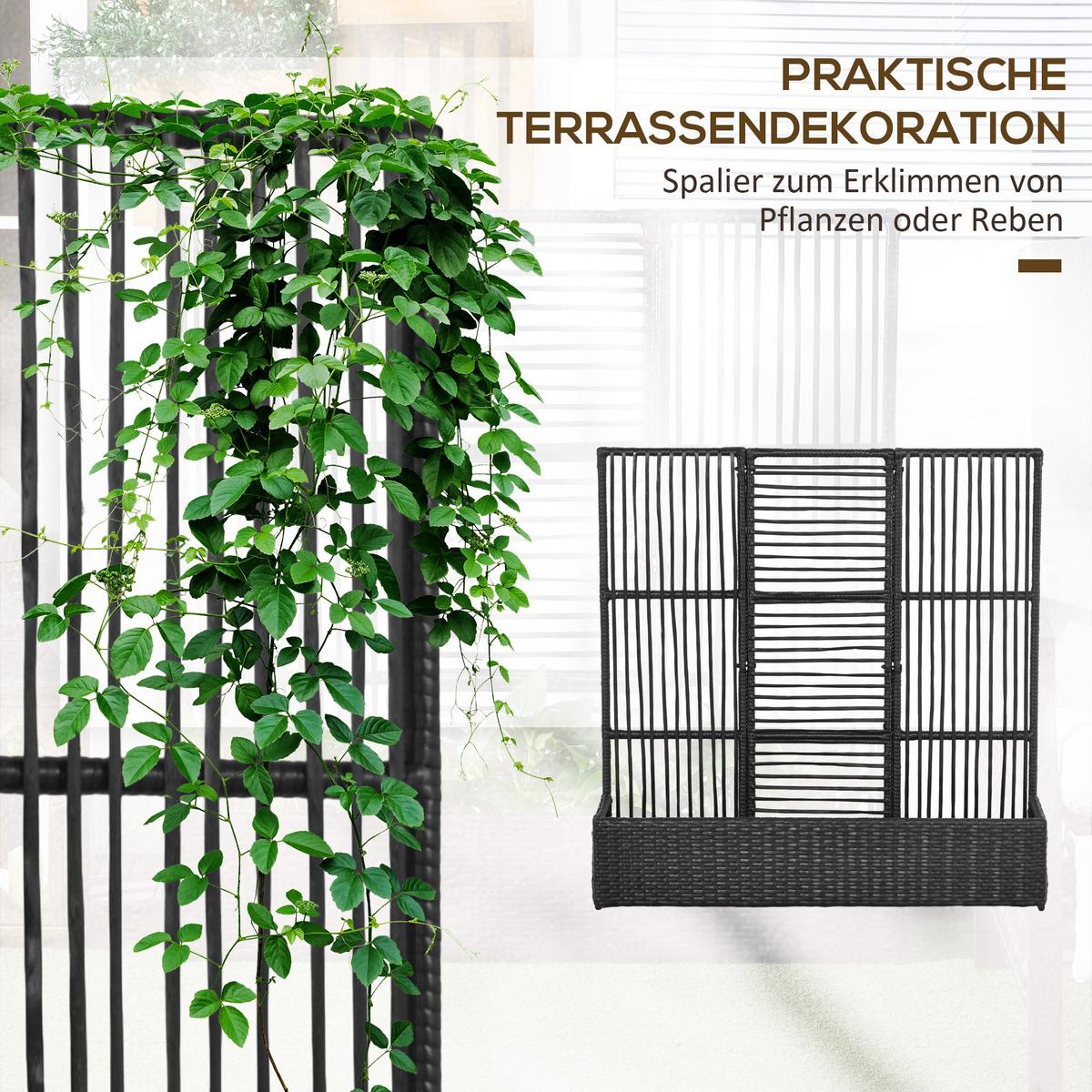 POLYRATTAN Hochbee, Schwarz - Schwarz, Metall (29/103/103cm) - Outsunny