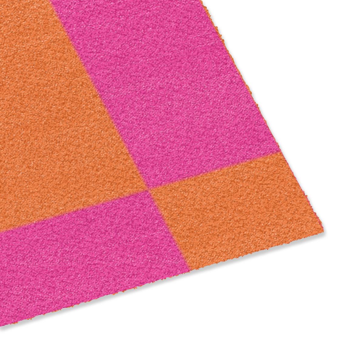 FUSSMATTE Schachbrettmuster - Orange - Rosa - Blöcke Schmutzfangmatte 90x60 cm - Pink, Kunststoff (90/0.4cm) - MuchoWow