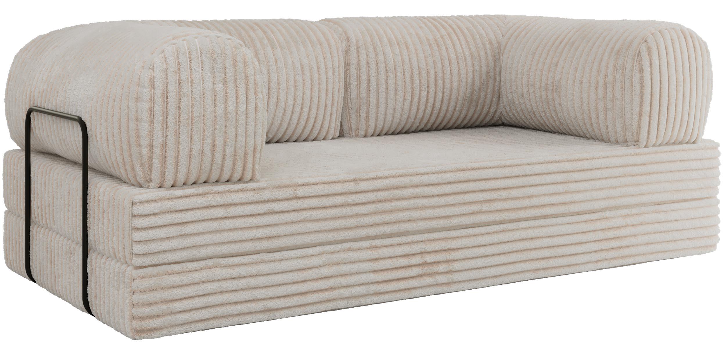 3-SITZER SOFA ORSETTO - Beige Cord - Beige/Schwarz, Textil/Metall (200/70/100cm) - MKS