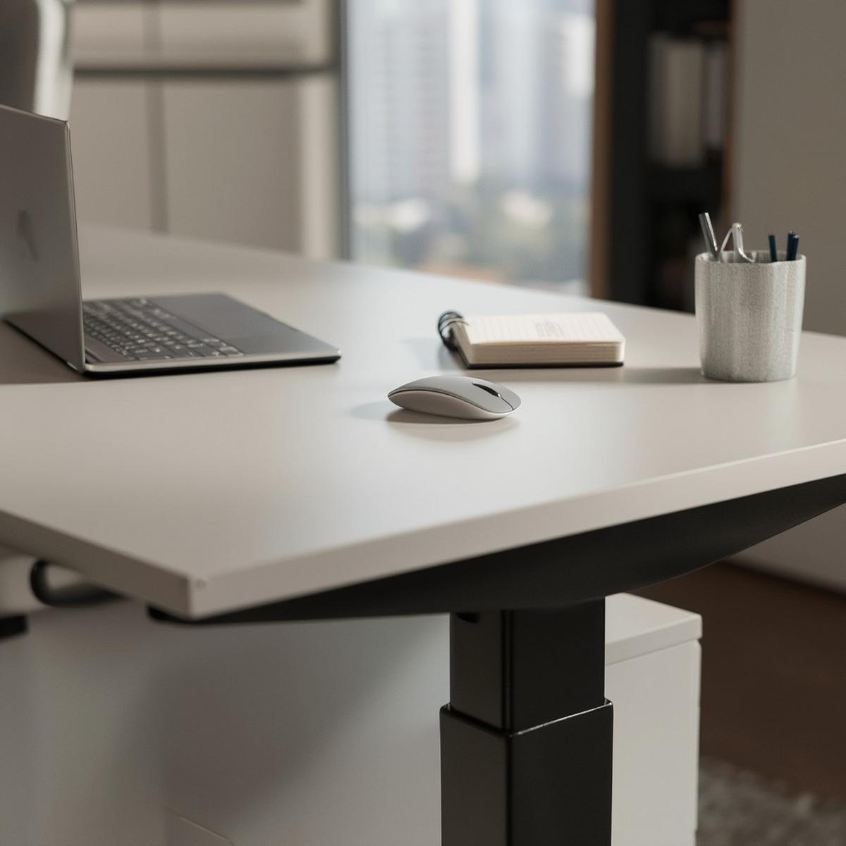SCHREIBTISCH höheneinstellbar "Stuttgart" 68-91cm Kaschmir/Schwarz 160x80cm, C-Fuß - Beige, Holzwerkstoff/Metall (80/160/91cm) - KADIMA DESIGN