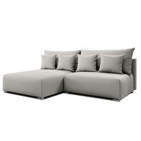 ECKSOFA L Form Ederra Hellgrau 208/190/91 cm – großes Sofa mit Schlaffunktion L - Silberfarben/Hellgrau, Textil/Metall (190/208cm) - AX Living