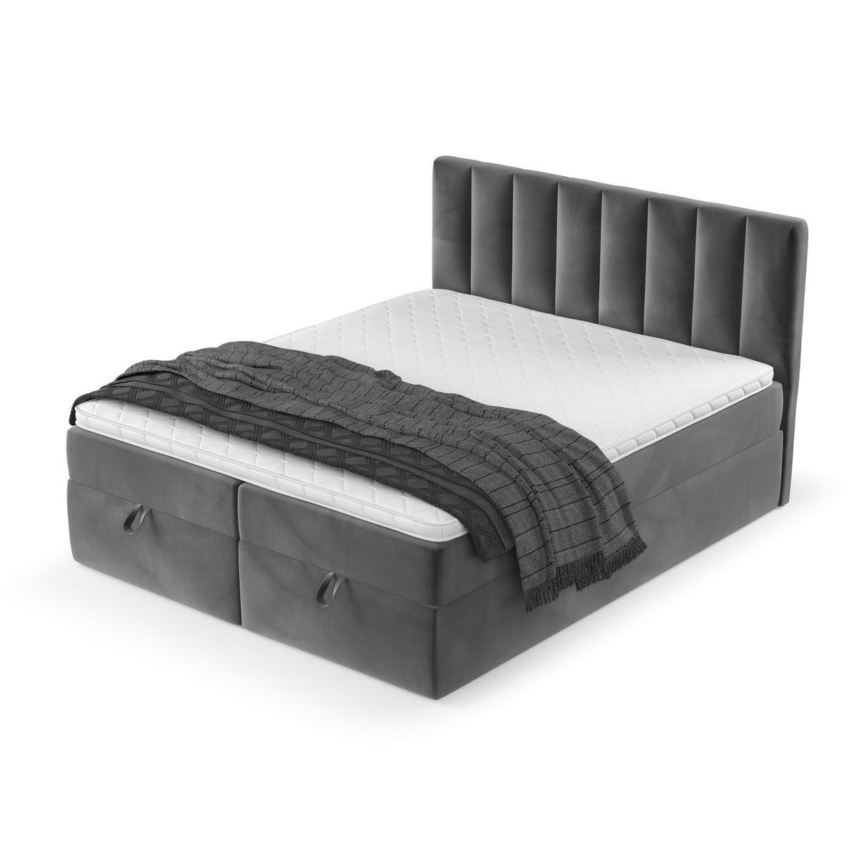 BOXBETT Lusso 200/200 cm Grau im Kronos Stoff - Schwarz/Grau, Holz/Holzwerkstoff (200/200cm) - AltaBeds