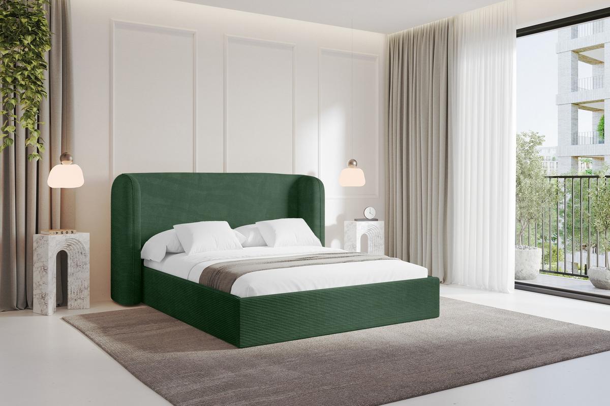 POLSTERBETT mit Bettkasten und Lattenrost, Bett mit Matratze H3/H4 - ESTI 140x200 Grün - Olivgrün, Holzwerkstoff/Textil (140/200cm) - ALTDECOR