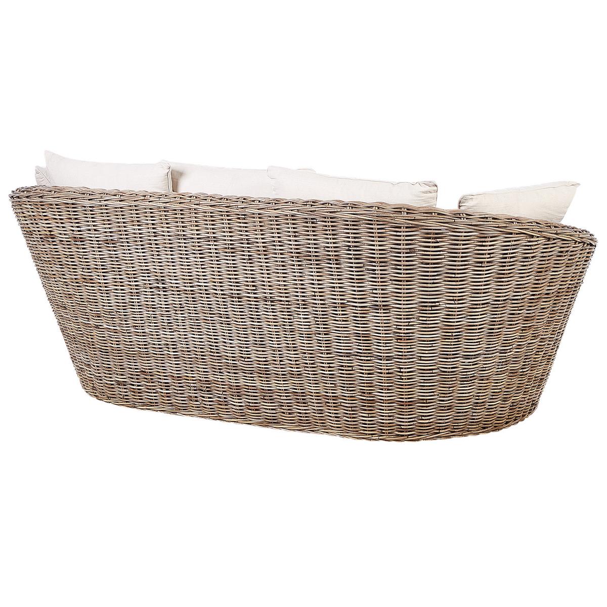 SONNENINSEL 2-Sitzer Naturfarben Cavo - Beige/Naturfarben, Naturmaterialien (227/80/124cm) - Beliani