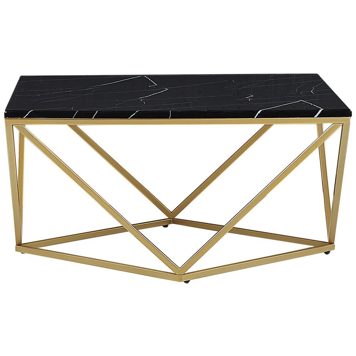 COUCHTISCH Marmor Optik schwarz/gold quadratisch 80/80 cm Malibu - Goldfarben/Schwarz, Holzwerkstoff (80/80/40cm) - Beliani