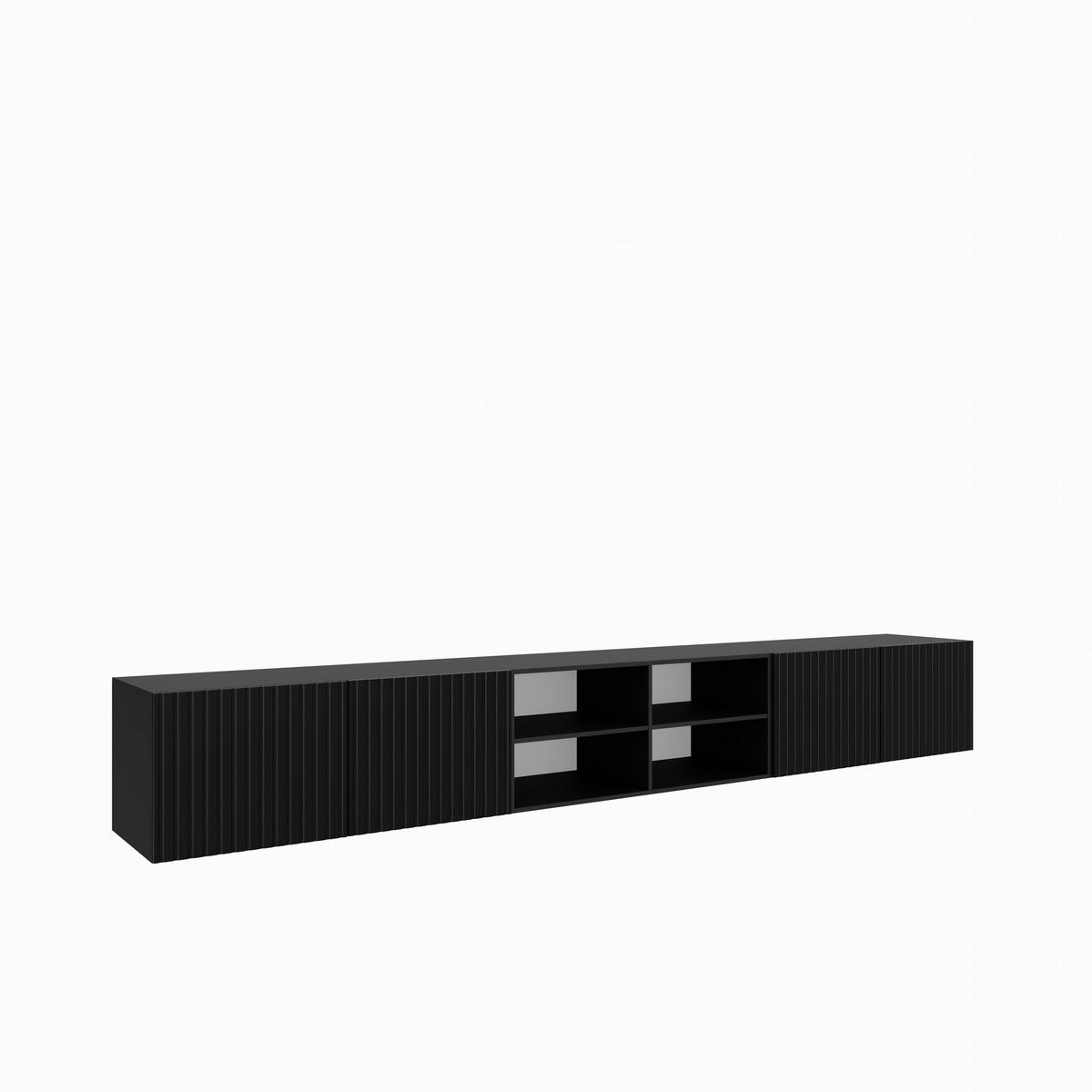 LOWBOARD LIVO 300/41/40 cm, Hängender TV-Schrank Schwarz - Schwarz, Holzwerkstoff (300/41/40cm) - MASSENO