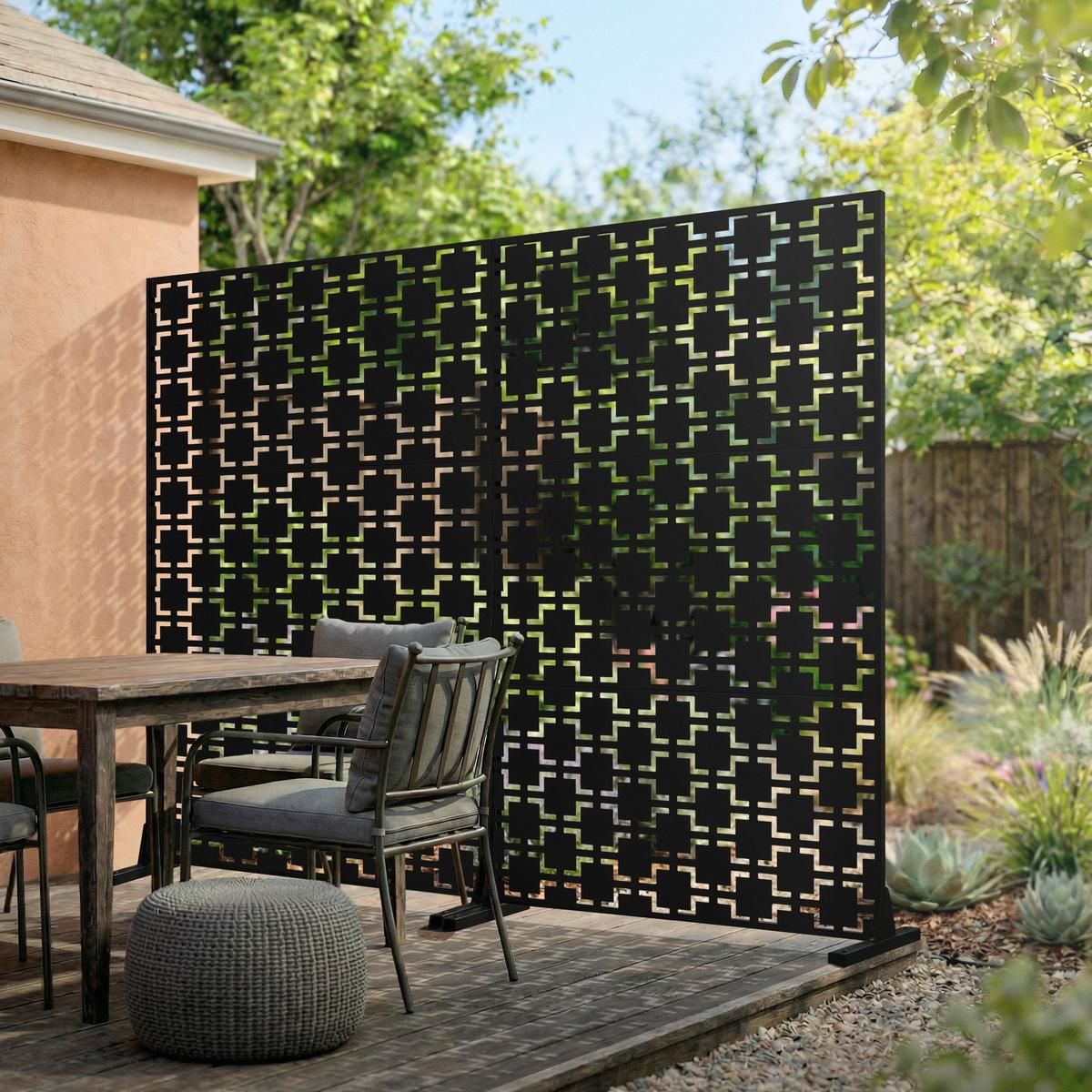 METALL-SICHTSCHUTZ Milano 120x180 cm Schwarz aus Stahl - Schwarz, Metall (120/183cm) - ML-DESIGN