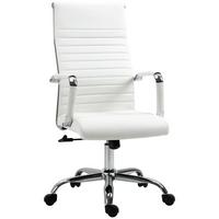 BÜROSTUHL Drehstuhl Chefsessel höhenverstellbar Kunstleder Schaumstoff Weiß - Weiß, Leder (62/114/54cm) - Vinsetto