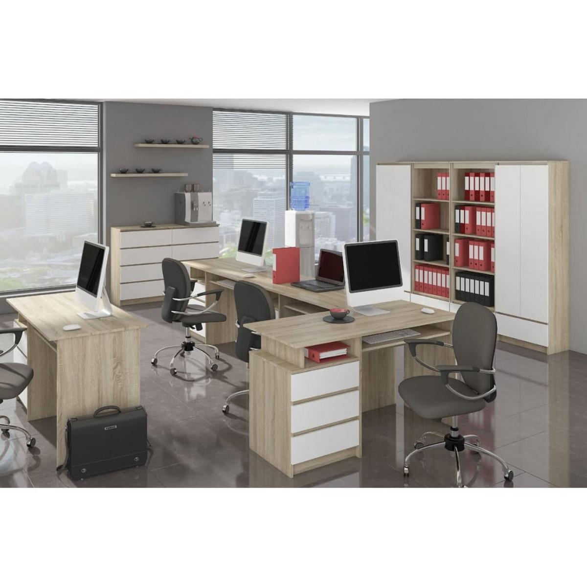 KOMMODE Eiche Sonoma, Weiß 77/138/40 - Weiß, Holzwerkstoff (138/77/40cm) - RAUMHIRSCH FURNITURE