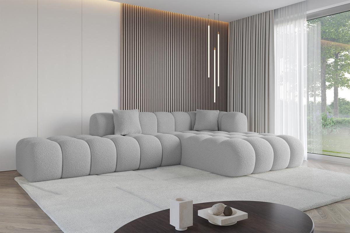 ECKSOFA Ottomane Rechts OLEA-L2 - 289x176x71 cm Hellgrau - Hellgrau/Schwarz, Holzwerkstoff/Kunststoff (289/176cm) - ALTDECOR
