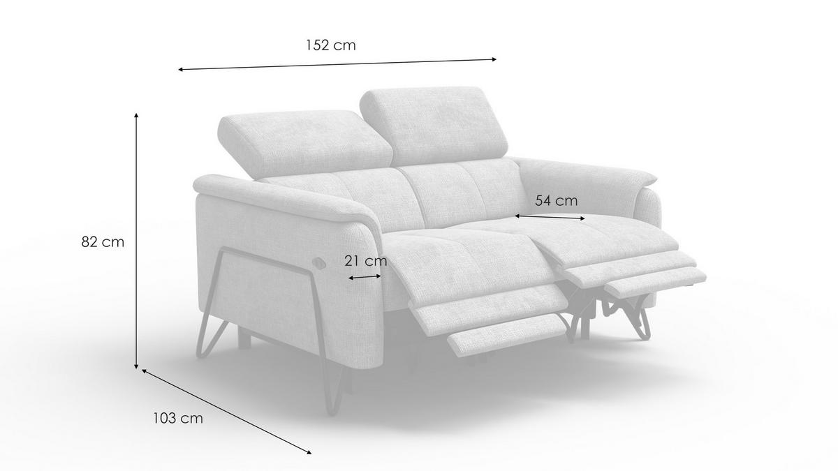 RELAXSOFA RODEN 2-Sitzer, hellgrau - Hellgrau, Holz/Textil (152/82/103cm) - Wozimo