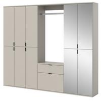 GARDEROBEN-SET Kaschmir 213 x 193 cm, Garderobenschrank mit Spiegel - Kaschmir/Schwarz, Glas/Holzwerkstoff (213/193/34cm) - Inn.Furn