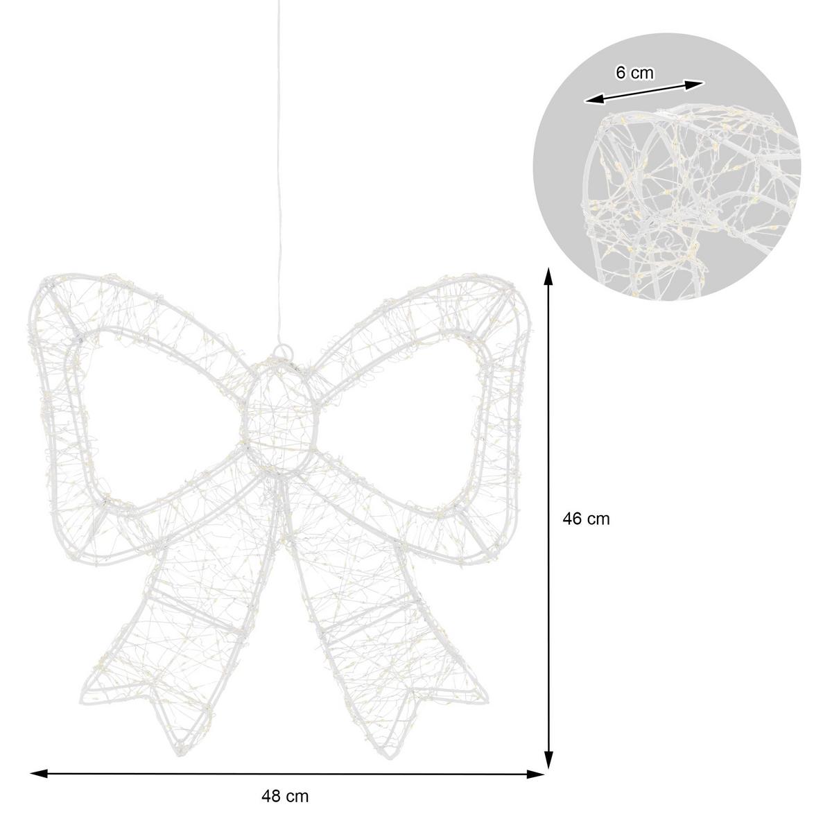 LED SCHLEIFE mit Timer 720 LED Warmweiß Weihnachtsdeko 46 cm Innen/Aussen - Weiß, Kunststoff (48/46/6cm) - ECD-Germany